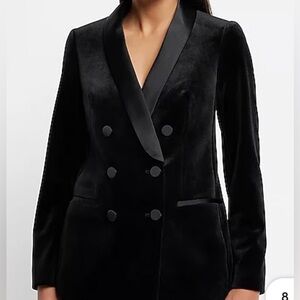 Express Velvet Double-Breasted Tuxedo Blazer – Black (Size Small)